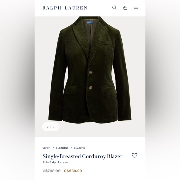 KEEP 90s Ralph Lauren Sport Tailored Corduroy Cotton Blazer - Picture 10 of 11